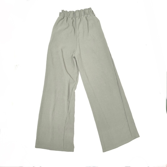 Pink Lily Epiphany Moment Sage Green Paper Bag Wide Leg Trouser Pants Size Small - Picture 11 of 11